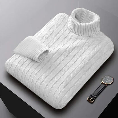 2025 New Men's High Neck Sweater Solid Color Pullover Knitted Warm Casual Turtleneck Sweatwear Woolen Mens Winter Outdoor Tops.