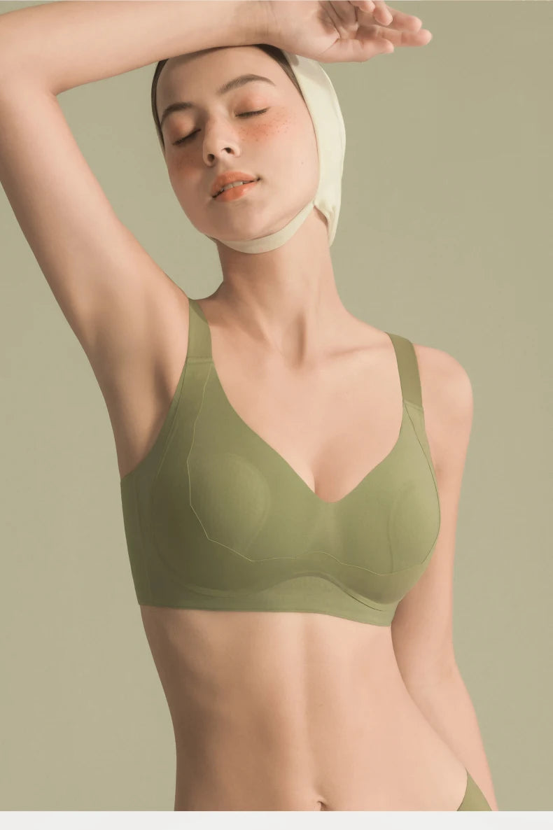 SUJIIN Wireless Plus Size Bras Women Anti-sagging Comfortable Breathable Soft Support Bralettes Big Breasts Push Up Bra MX219A