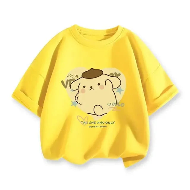 2024 New Summer COTTON T shirt Girls Boys Cinnamoroll T shirt Cartoon Print Kids T-Shirts Children Girls Tops Clothes