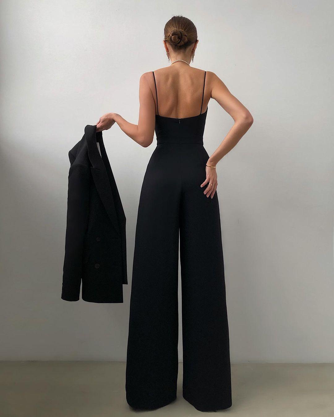Women's Spaghetti Straps V Neck Jumpsuit Sleeveless High Waist Wide Leg Long Pants Solid Casual Loose Rompers Outfit Overall.
