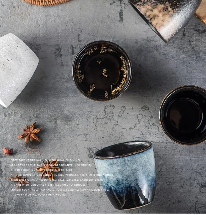 Japanese Ceramic TeaCup Stoneware Mug Soup Cup for Tea Ceremony Minimalist Style Hotel Home Decoration Heat-resistant Thickened.