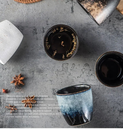 Japanese Ceramic TeaCup Stoneware Mug Soup Cup for Tea Ceremony Minimalist Style Hotel Home Decoration Heat-resistant Thickened.
