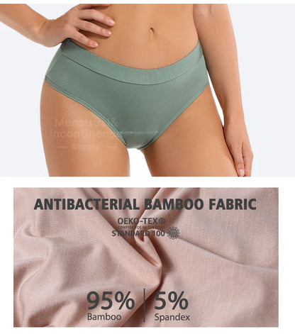 Menstrual Panties Bamboo Fiber Reusable Breathable 4-Layer Leakproof Protection Period Underwear Fast Absorbent
