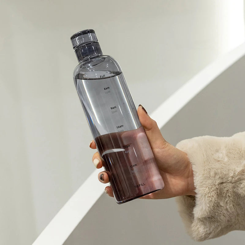 Newest Water Cup Sport Water Bottle With Time Scale Couple Plastic Portable Water Container Anti-drop Outdoor Water Bottle.