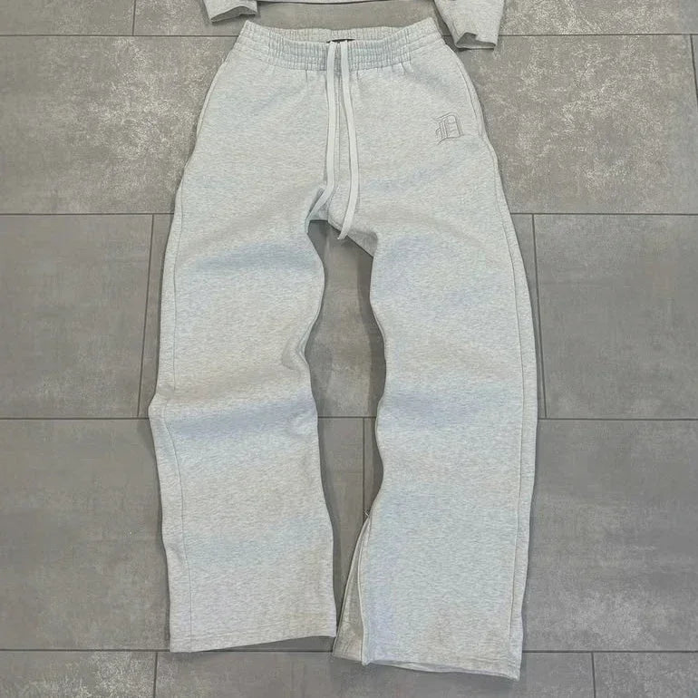 Europäischen und Amerikanischen Retro Männer Anzug Brief Gestickte Zipper Hoodie Frauen Modische Casual Lose Grau Gerade Hosen.