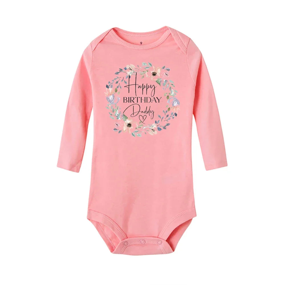 Baby-Strampler „Happy Birthday To The Dad“-Aufdruck, Säuglings-Body für Jungen und Mädchen, Kleidung für Papa, Geburtstagsgeschenk, Overall, Kleinkind-Outfits.