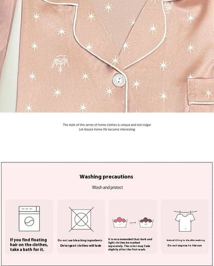 Frauen Neue Sommer Eis Seide Ins Sterne Floral Süße Pyjamas Mädchen Sommer Kurzarm Shorts Studentenwohnheim Homewear Anzug.