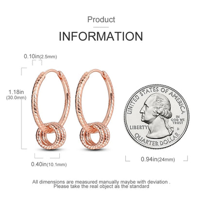 925 Sterling Silver Gold Color Circular Hoop Earrings Golden Earring Fit Original Charms Diy Fine Jewelry For Fashion Women