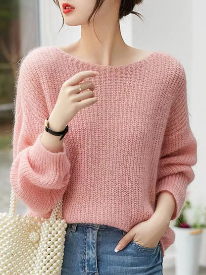 Elegante durchsichtige Frauen Pullover Pullover lose Jumper Herbst Winter weiche warme Frauen Strickwaren Pullover grundlegende solide Kaschmir Tops