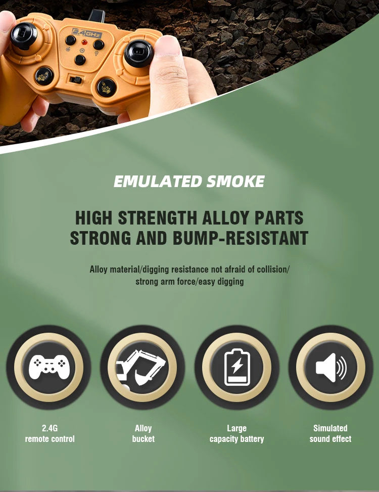 9Ch Rc Car 2.4G Remote Controlled Multi-Functional Dump Truck Bulldozer Excavator Engineering Vehicle Kids Toys for Boys Gifts.