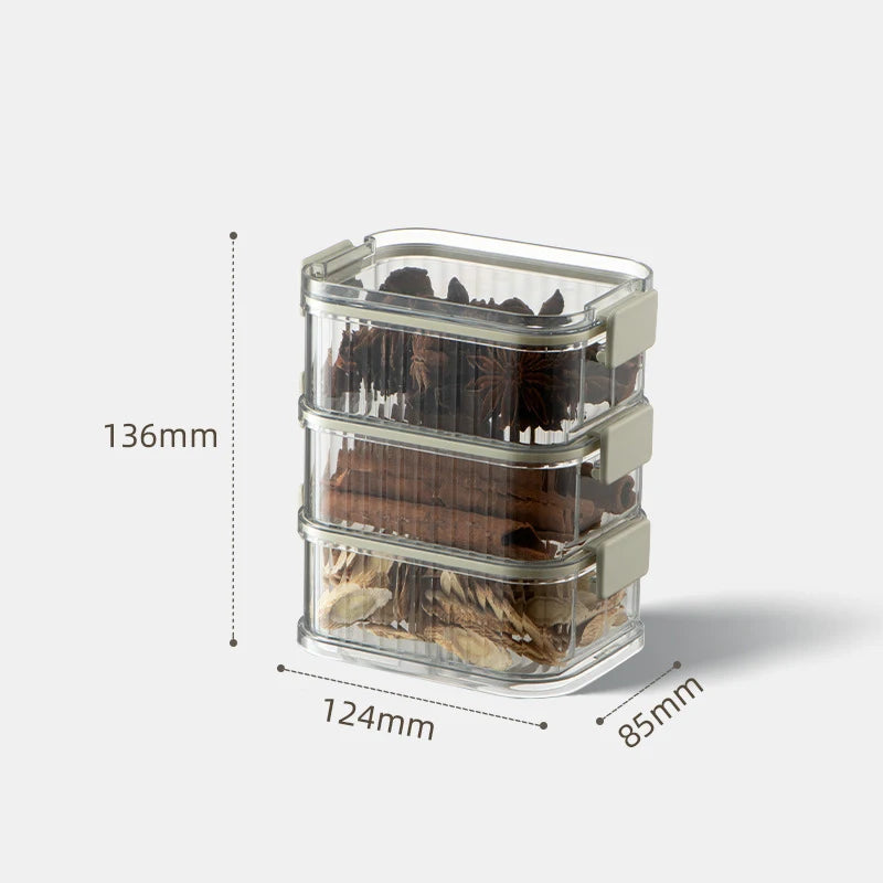 Stackable Spice Storage Boxes Plastic Seasoning Jar Multi-Layer Food Container Crisper Cereal Coffee Beans Sealed Organizers.