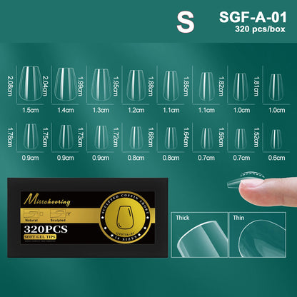 16 Sizes Curved Arch Soft Gel False Nail Tips Full Cover Press on Almond Capsules French Coffin Artificial Fake Nails Extension