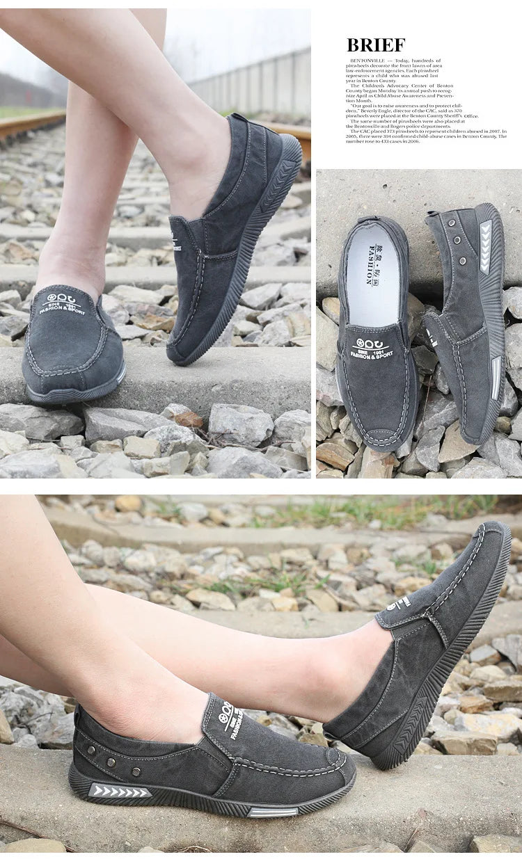 Denim Men's Canvas Shoes Slip on Sneakers Male for Summer 2025 New Outdoor Driving Moccasin Trendy Vintage Loafers Shoes for Men.