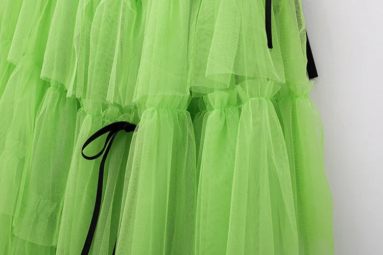 Long Maxi Tulle Skirt Women Sweet Tiered Long Skirt Autumn Winter Women Fashion Korean Mesh Skirt Female Party Skirt Clothes.