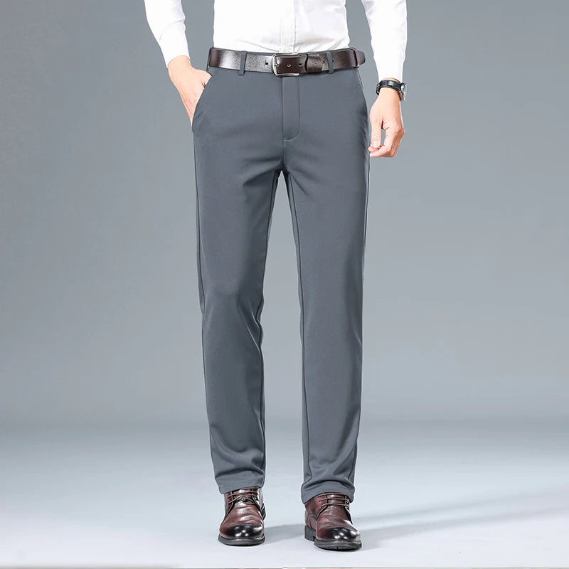 Top Quality New Brand Casual Fashion Long Pants Business Hight Stretch Straight Comfortable Korean Trousers Men Clothing