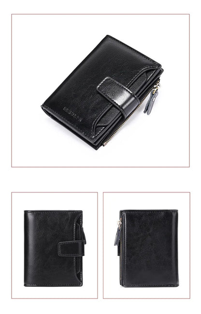 2024 New Short Women Wallets Genuine Leather Zipper Coin Pocket Women Purse Name Engraved Quality Card Holder Kpop Female Wallet.