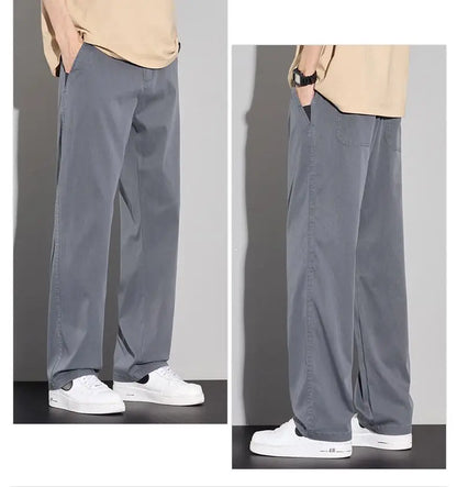 2025 Summer Thin Men's Soft Lyocell Casual Pants Breathable Fashion Solid Color Simple Male Trousers Brand Clothing.