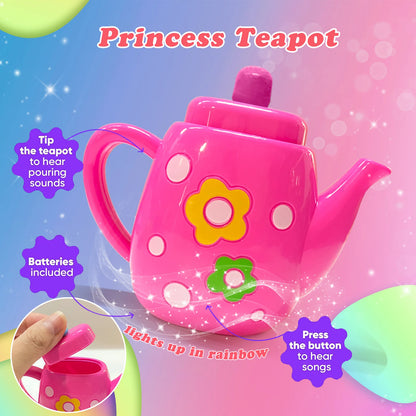 Tea Set for Little Girls, Tea Party Set, Tea Set for Toddlers Including Kettle, Cookies, Kids Play Food, Boys Girls Gifts.