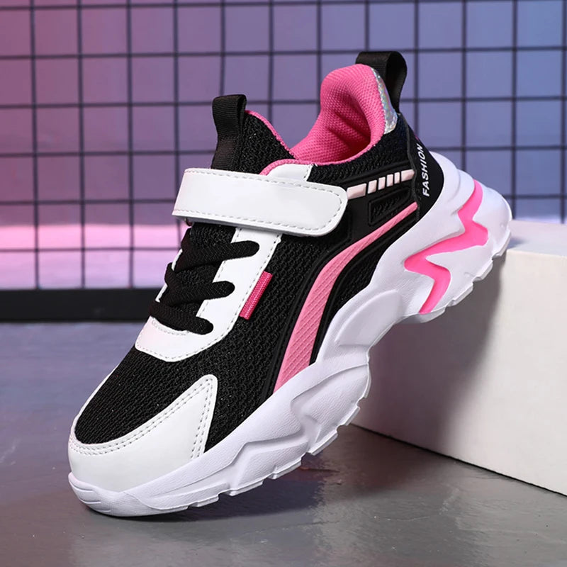 Trendy Lightweight Children Girls' School Shoes Anti-Slip Breathable Outdoor Casual Walking Sneaker Size 28-39.