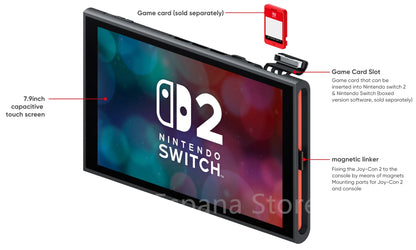New Nintendo Switch 2 World Premiere 7.9'' Screen Joy‑Con Handle Enhanced Audio Adjustable Console Includes Mario Kart World.