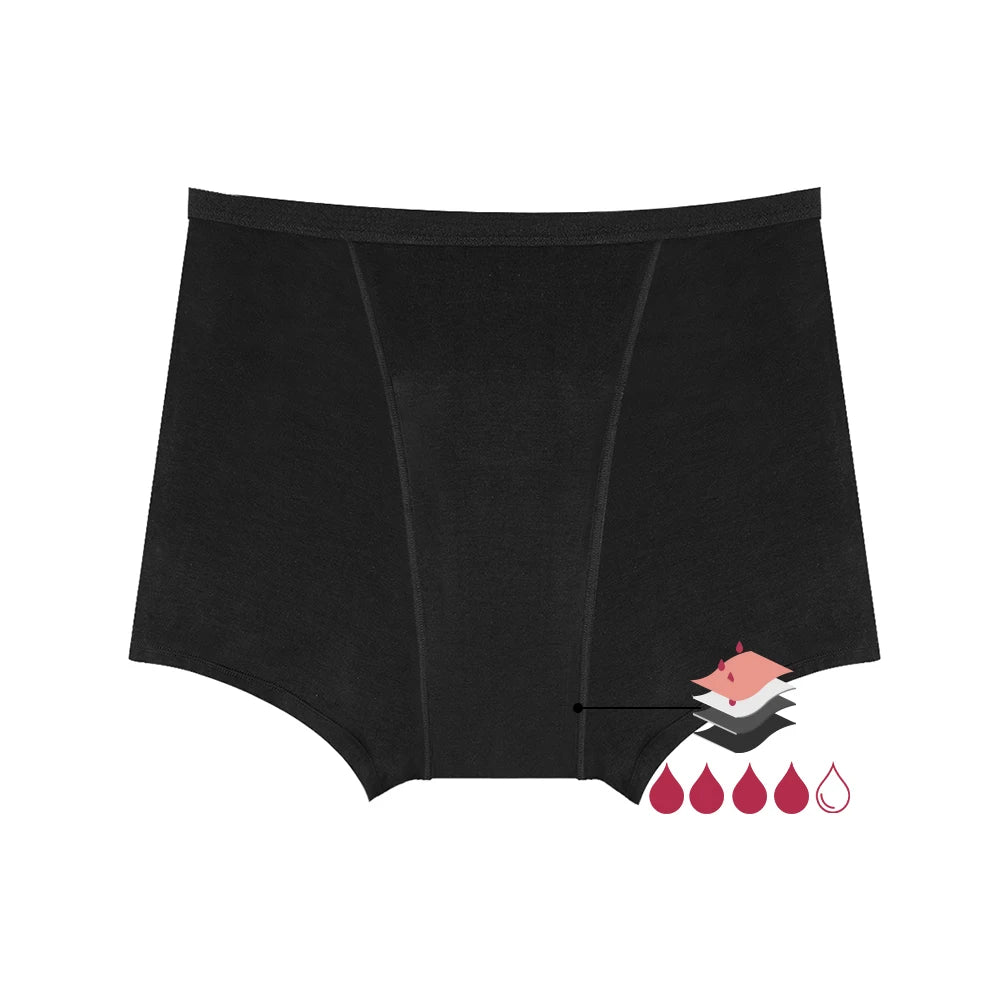 Bamboo Fiber Period Underwear for Women Anti-Leakage Breathable 4-Layer Reusable Menstrual Panties for Daily Use Sports.