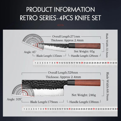 HEZHEN 1PC-5PC Kitchen Knife Set Chef Utility Stainless Steel 3 Layers Composite Steel Santoku Nakiri Kitchen Accessories.