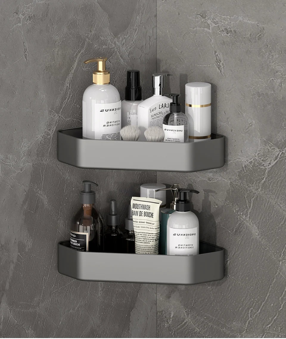 Bad Regal Küche Lagerung Organizer Aluminium Legierung Shampoo Rack Dusche Regal Bad Zubehör Kein Bohrer Regal