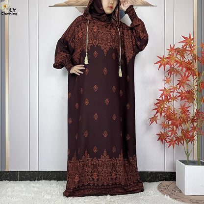 2025Hot Sales New Ramadan Muslim Double Hat Women Abaya Prayer Garment Islam Turkey Arabic Femme Abaya Prayer Kaftan Loose Robes