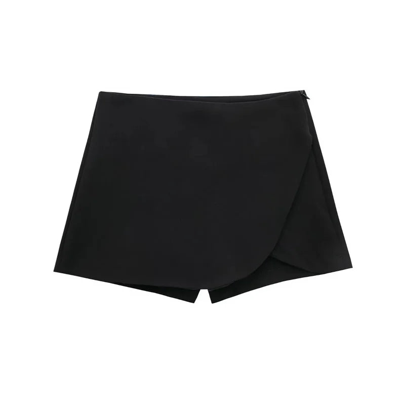 MUJER 2025 Black Mini Skirt Shorts Woman Fashion Asymmetric Skort For Women High Waist Short Skirts Woman Summer Casual Shorts.