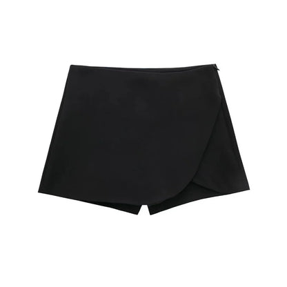 MUJER 2025 Black Mini Skirt Shorts Woman Fashion Asymmetric Skort For Women High Waist Short Skirts Woman Summer Casual Shorts.