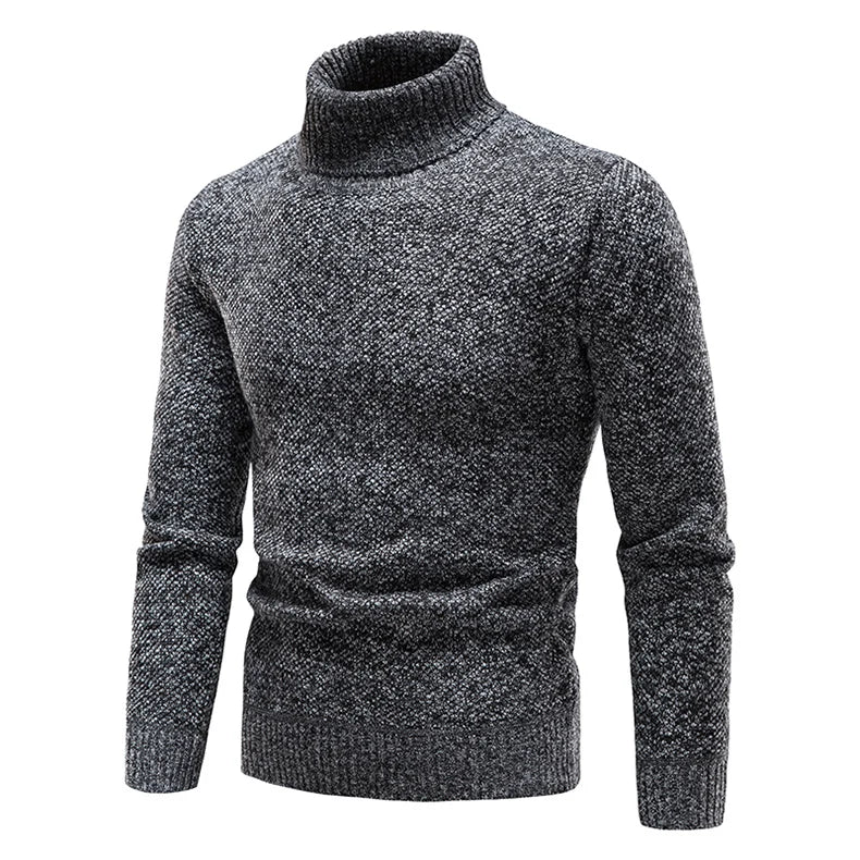 Autumn Winter Fleece Sweater Men Thicker Turtleneck Warm Pullover Slim Fit Man Clothes Luxury Brand Black Brown Jumpers Elastic.