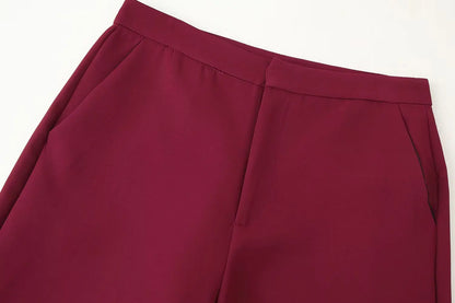 KONDALA 2025 Burgund Quaste Büro Dame Anzüge Einreiher Gerade Blazer + Moderne Gerade Lange Hosen Mode Weiblichen Anzug
