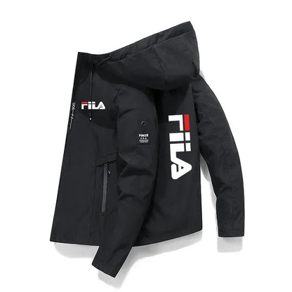 Men's 2025 printed high-quality zipper hooded baseball jacket, four-autumn jacket, trendy men's windproof zipper jacket, casual.