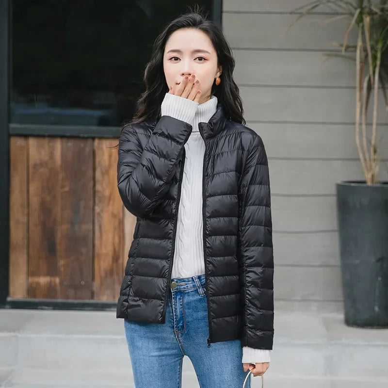 Winter Women's Light Down Hooded Jacket,Red Blue Khaki Green Available,European Size S-XXL,Women Coats