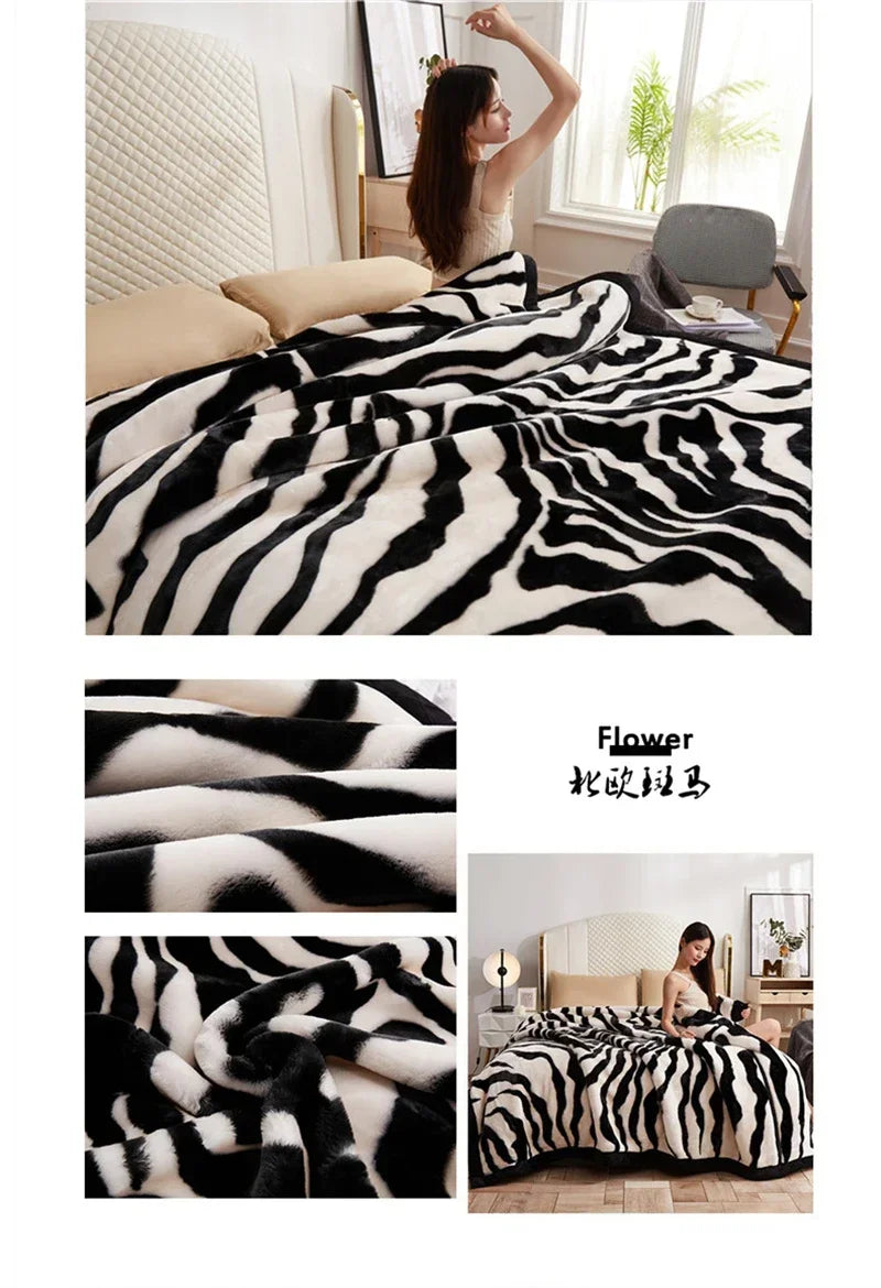 European Style Warm Raschel Blanket for Winter High End Soft Thicken Warmth Weighted Blanket Double Side Flocked Comforter Duvet