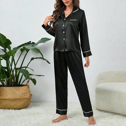 Großes Damen-Pyjama-Set, langärmelige Hose, Cartoon-Studenten-Nachtwäsche, Homewear, zweiteilige Strickjacke, Nachtwäsche, Loungewear