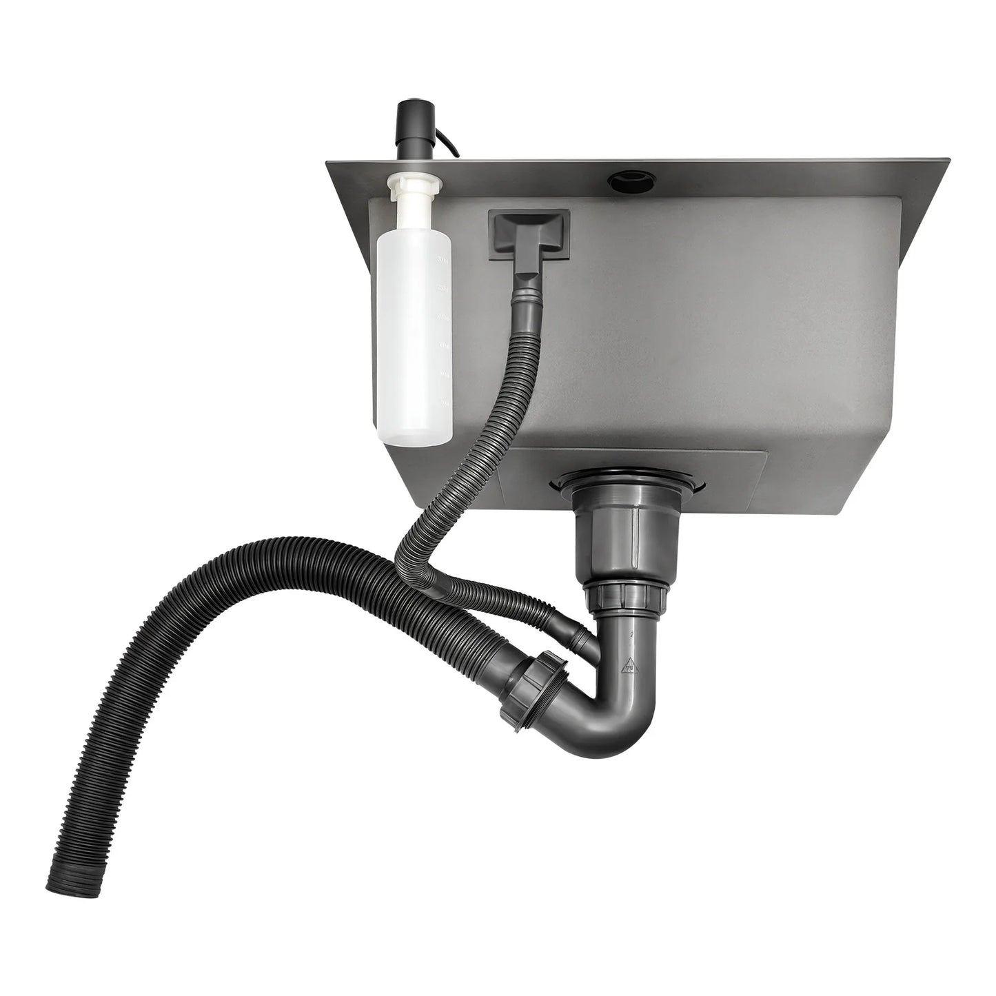 Großes schwarzes Abtropfgestell für die Küche, Küchenspüle aus Edelstahl mit Abtropffläche, Gemüse-Doppelbecken mit Seifenspender