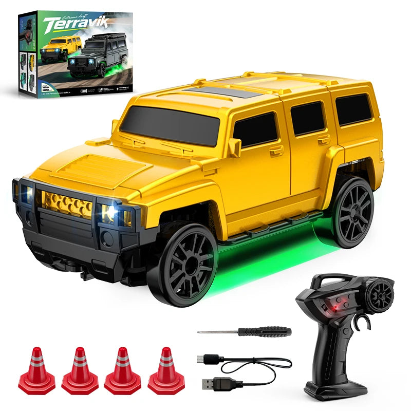 2.4G 4WD 1:64 RC Car High speed Tabletop Remote Control Car Mini Off-Road Climbing Car Mini GTR Racing Desktop Car Children Gift