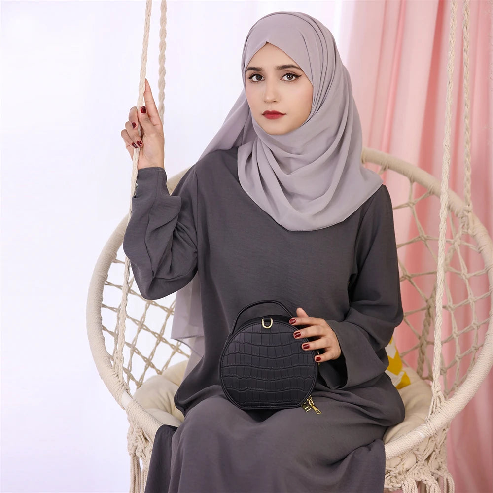 Ramadan Eid Solid Linen Dubai Abaya Turkey Islam Muslim Modest Dress Kaftan Prayer Clothes For Women Kebaya Robe Femme Musulmane.