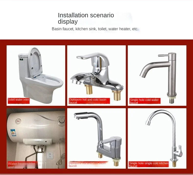 30/40/60/80cm Nylon Braided Water Inlet Hose Black Faucet Heater Pipe Toilet Connection Cold Hot Mixer Inlet Pipe Kitchen