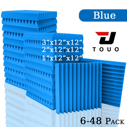 TOUO Panel Soundproofing 6-48 Pack Studio Acoustic Foam Sound Absorbing Foam Panel House Isolation Wall Acoustic Foam Sponge Pad
