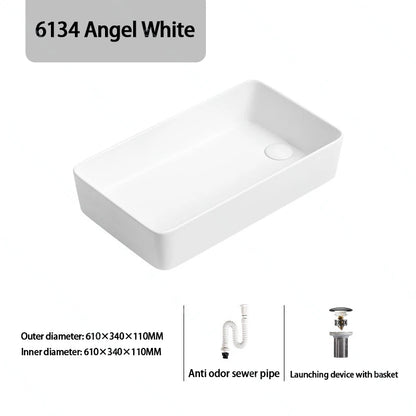 Luxuriöses Keramikgefäßwaschbecken, quadratisches Badezimmerwaschbecken, Arbeitsplatte, Kunstwaschbecken für Waschtischplatte, Keramik-Badezimmerwaschbecken für den Heimgebrauch