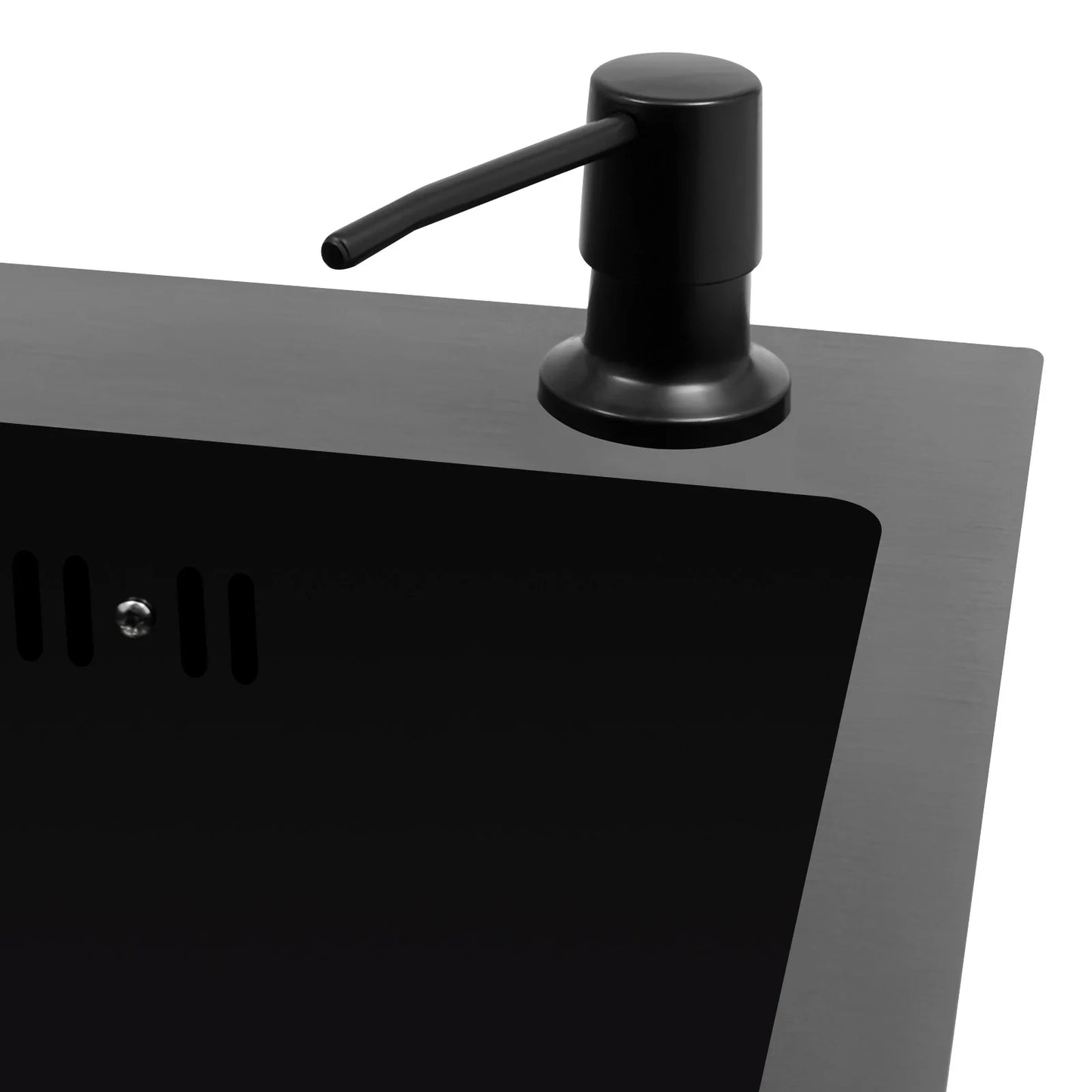 Großes schwarzes Abtropfgestell für die Küche, Küchenspüle aus Edelstahl mit Abtropffläche, Gemüse-Doppelbecken mit Seifenspender