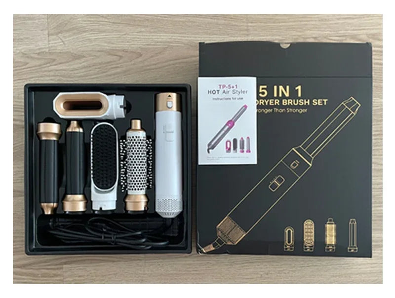 Hair Dryer 5-In-1 Electric Hair Comb Negative Ion Straight Curler Brush Blow Dryer Air Comb Removable Brush Kit Tool