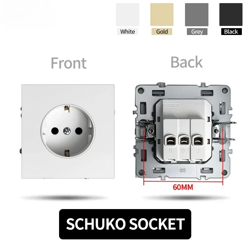 80 mm Typ Rahmen Steckdose 1/2-Wege-Wandknopfschalter USB Typ-C-Anschlüsse Steckdose EU-Standard für Deutschland DIY Teil freie Kombination