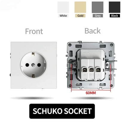 80 mm Typ Rahmen Steckdose 1/2-Wege-Wandknopfschalter USB Typ-C-Anschlüsse Steckdose EU-Standard für Deutschland DIY Teil freie Kombination