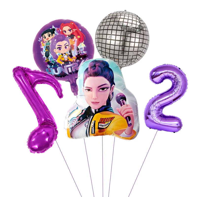 1 Set Kpop Dämonenjäger Thema Ballon Mädchen Alles Gute zum Geburtstag Party Dekoration Kinder Baby Dusche Geschenke Lieferungen