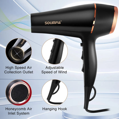 6-Level Professional Hair Dryer Salon Industrial Grade Quick Drying High Temperature Hair Styling Tool Barbecue for Home