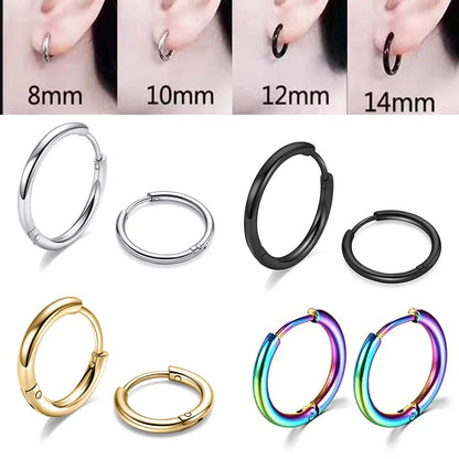 2022 New Simple Stainless Steel Small Hoop Earrings for Women Men Cartilage Ear Piercing Jewelry Pendientes Hombre Mujer.