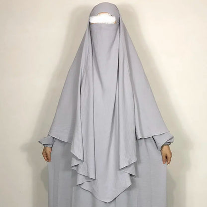 New One Layer Jazz Crepe Diamond Khimar High Quality Muslim EID Ramadan Islamic Clothing Tie Back Prayer Hijab Dropshipping.